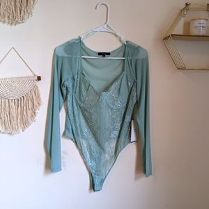 Blashe seafoam green lace bodysuit teddy lingerie